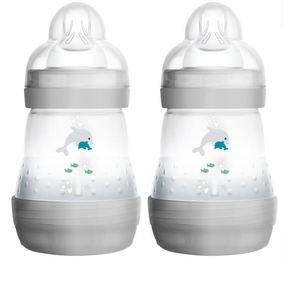 MAM Easy Start Baby Bottle 2-Pack 160ml Grey 0+m