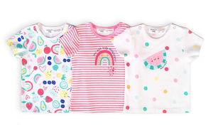 Minoti Girls T-shirt 3-Pack Berry (0-12mths)