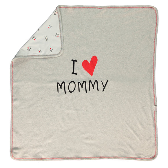 Bebetto Cotton Baby Blanket Grey I LOVE MOMMY