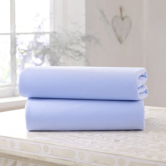 Clair de Lune 2-Pack Cotton Fitted Sheets Cot Bed Blue 70/140