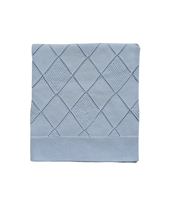 Bebetto Cotton Knitted Baby Blanket Openwork Blue