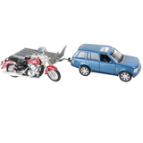 WELLY Model Car With Motorcycle Trailer Set