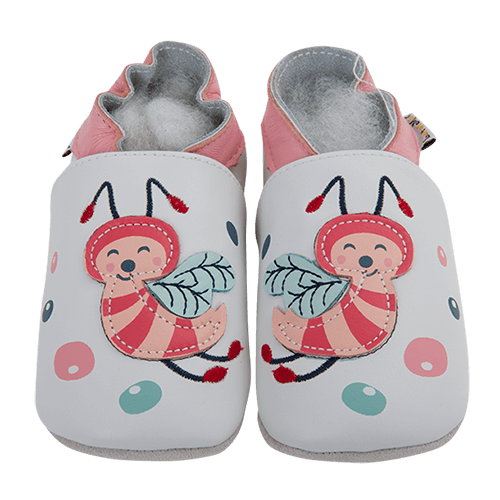 Lait et Miel Soft Leather Baby Slippers Bees