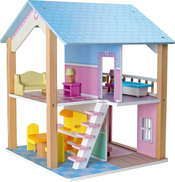 Small Foot Doll´s House Blue Roof 2 Levels Rotatable