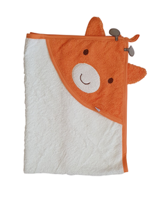 Bebetto Hooded Square Baby Towel Giraffe Orange