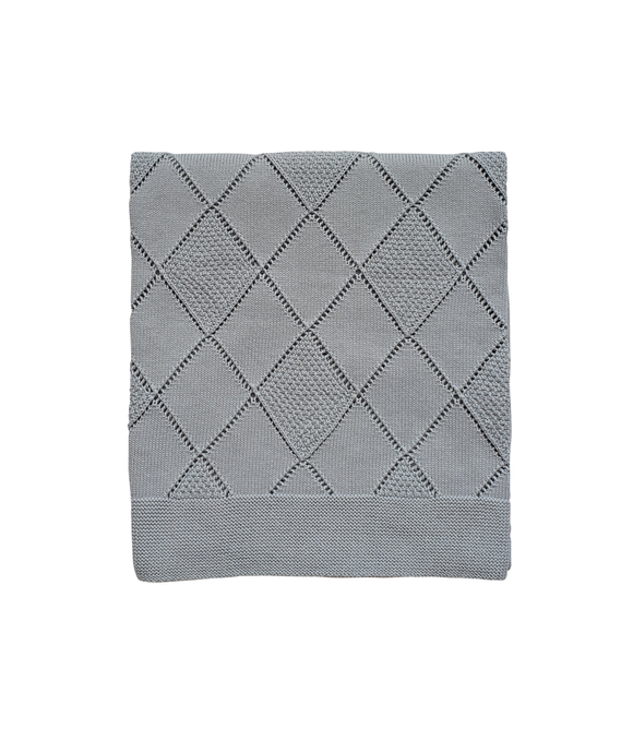 Bebetto Cotton Knitted Baby Blanket Openwork Grey
