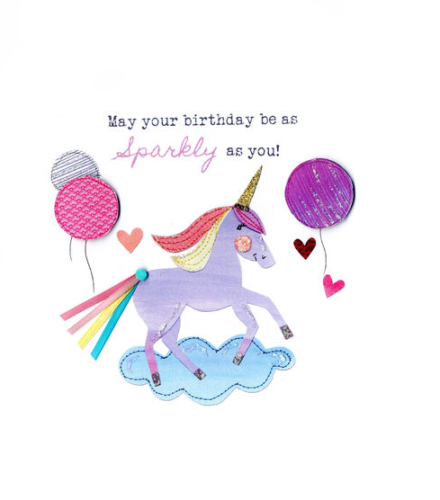 Second Nature HAPPY BIRTHDAY Unicorn With Balloons Greeting Card