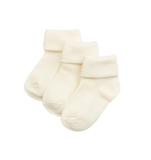 Baby Turnover Socks Ivory Plain 3Pk