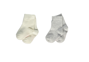 Bebetto Baby Girl Socks Ankle High 2Pk Ivory/Grey (0-36mths)