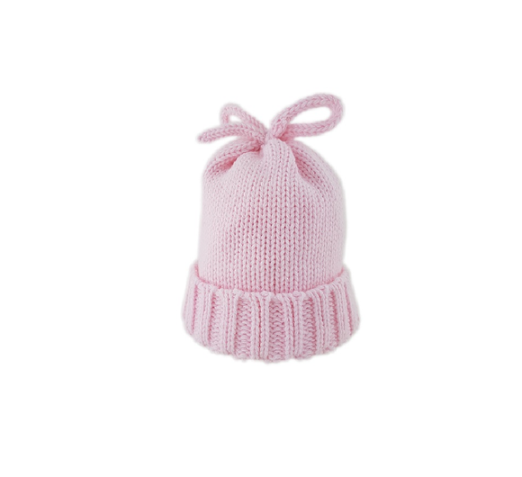 Baby Knitted Hat Plain Pink (3-6mths)