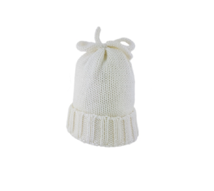 Baby Knitted Hat Plain White (3-6mths)