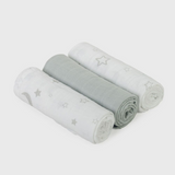 Petite Piccolo 3-Pack Muslin Squares Moon & Stars