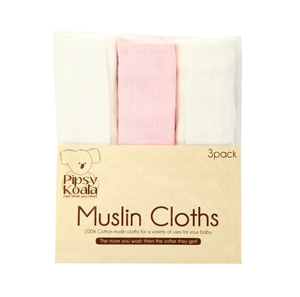 Pipsy Koala 3-Pack Muslin Cloths Pink