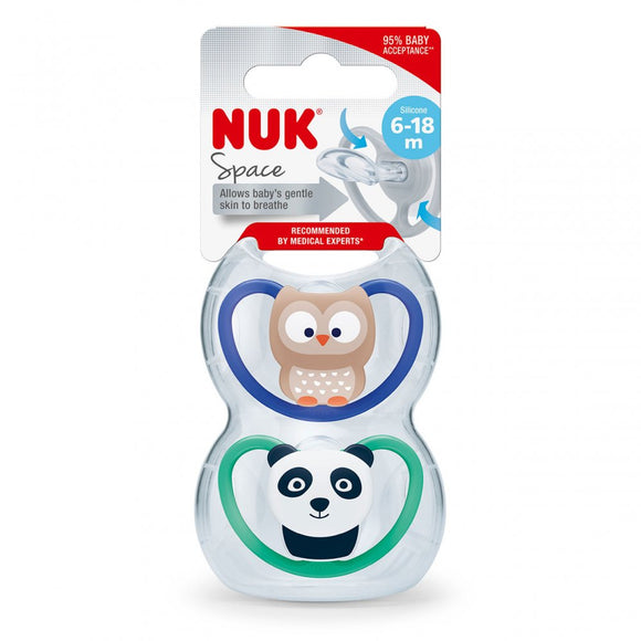 NUK Space Silicone Soother 2-Pack Blue 6-18m