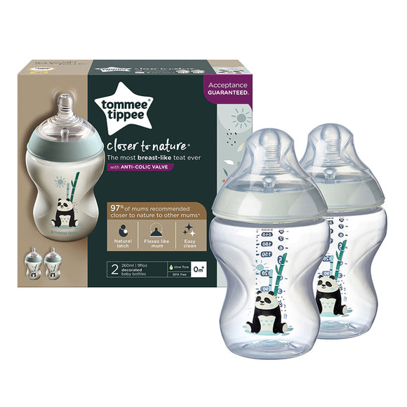 Tommee Tippee Closer To Nature Decorated Bottle 2Pk 260ml