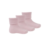 Baby Girl Turnover Socks Pink Plain 3Pk