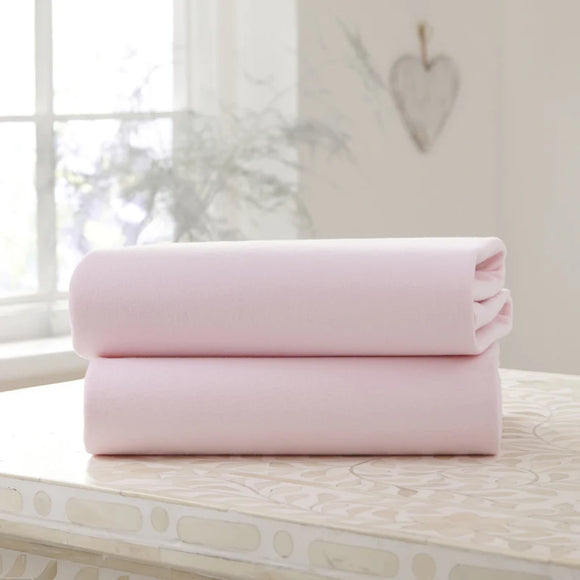 Clair de Lune 2-Pack Cotton Fitted Sheets Cot Bed Pink 70/140