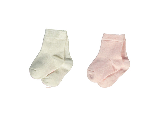 Bebetto Baby Girl Socks Ankle High 2Pk Pink/Ivory (0-36mths)