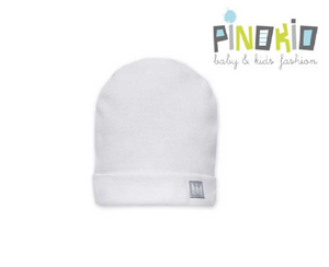 PINOKIO Baby Hat Plain White (0-1 Month)