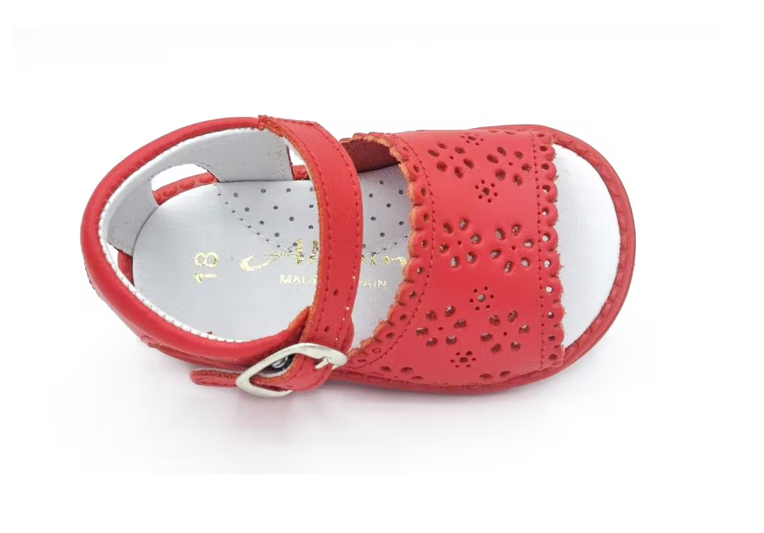 Aladino Leather Sandals Flower Cutout Red