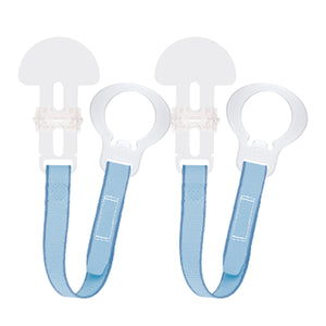 MAM Soother Clip Clear Blue Ribbon 2Pk