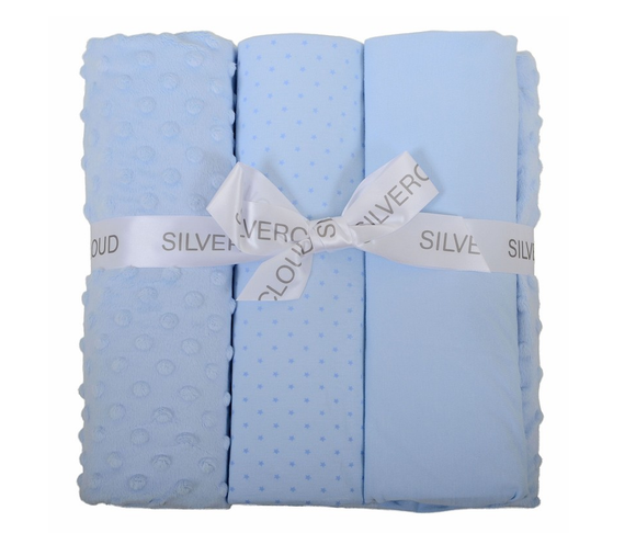 Silver Cloud Cot Bed Bedding Set Blue