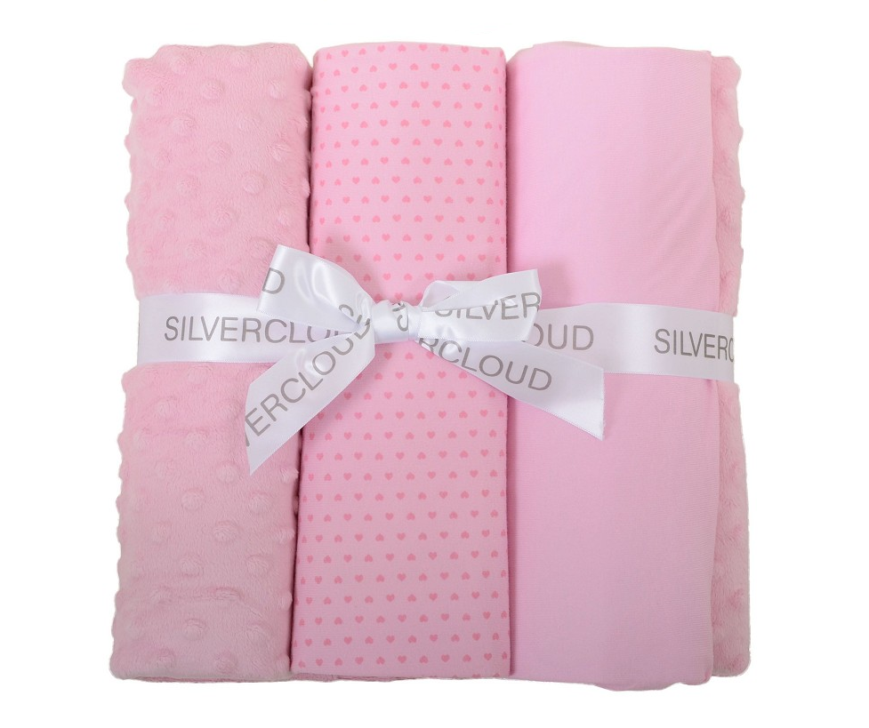 Silver Cloud Cot Bed Bedding Set Pink