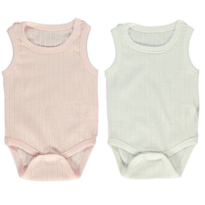 Bebetto 2-Pack Sleeveless Bodysuits White Pink (0-24mths)