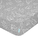 Happy Friday Best Buddies Fitted Sheet Cot Bed Grey 70/140cm