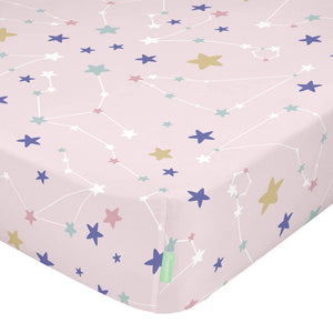 Happy Friday Moon Dream Fitted Sheet Cot Bed Pink 70/140cm