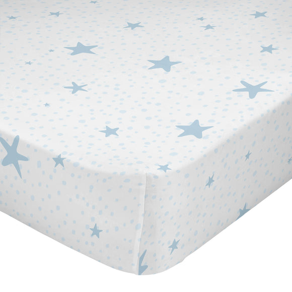 Happy Friday Little Stars Fitted Sheet Cot Blue 60/120cm