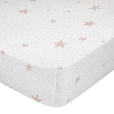 Happy Friday Little Stars Fitted Sheet Cot Bed Pink 70/140cm