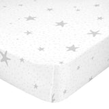 Happy Friday Little Stars Fitted Sheet Cot Grey 60/120cm