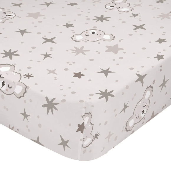Happy Friday Baby Koala Fitted Sheet Cot Bed Grey 70/140cm