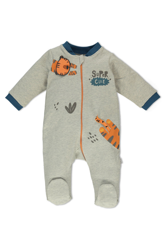 Bebetto Baby Boy Sleepsuit Roaring Tiger Grey (3-12mths)