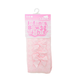 Baby Girl Patterned Tights 3 Satin Bows Pink