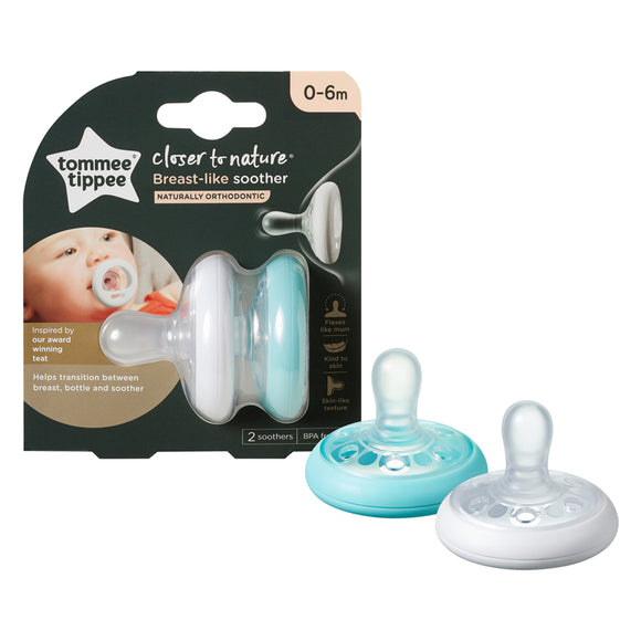 Tommee Tippee Closer To Nature Breast Like Soothers 2Pk 0-6m
