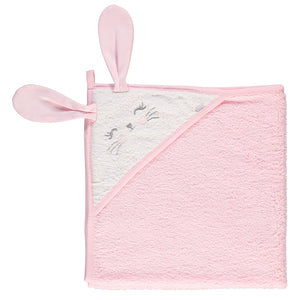 Bebetto Hooded Square Baby Towel Bunny Pink