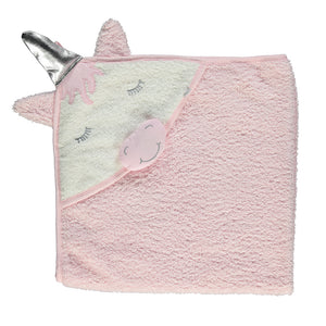 Bebetto Hooded Square Baby Towel Unicorn Pink