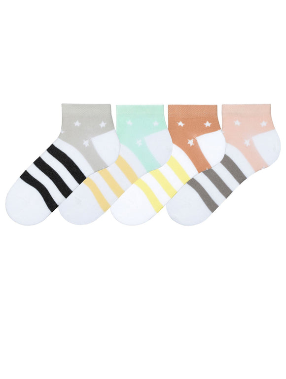 Girls Trainer Socks Striped 4Pk