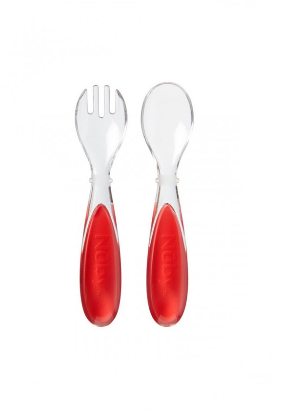Nuby Fork & Spoon Travel Cutlery Red