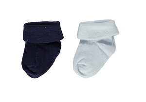 Bebetto Baby Boy Turnover Socks 2Pk Blue/Navy (0-6mths)