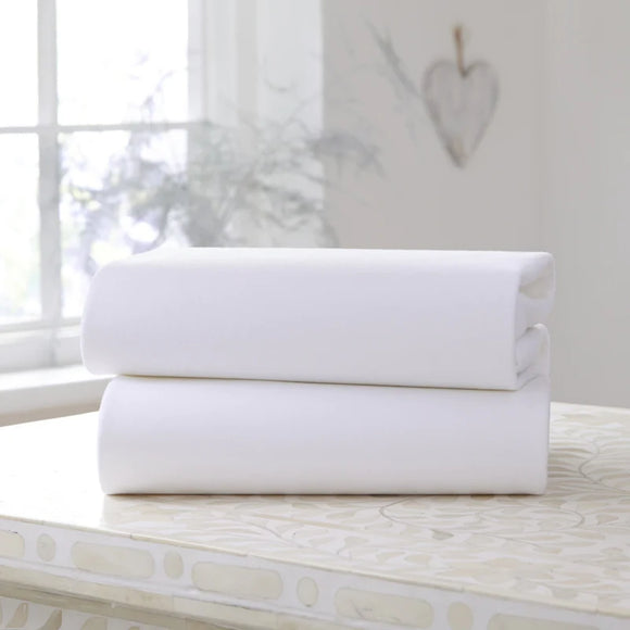 Clair de Lune 2-Pack Cotton Fitted Sheets Cot White 60/120