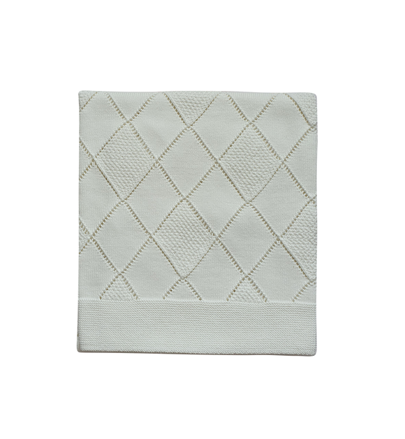 Bebetto Cotton Knitted Baby Blanket Openwork Cream