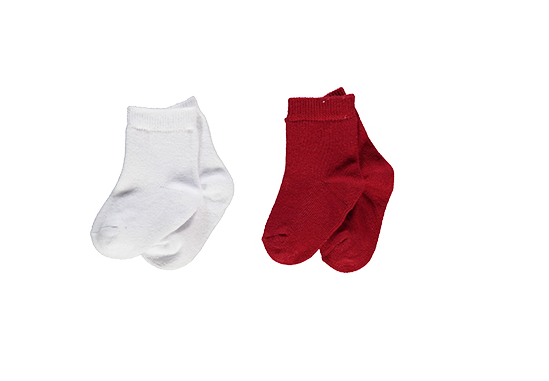 Bebetto Baby Girl Socks Ankle High 2Pk White/Red (0-36mths)