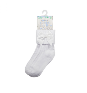 Baby Girl Ankle High Socks Satin Bow White