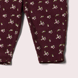 Little Green Radicals Plum Flowers Cord Comfy Trousers (3mths-2yrs)