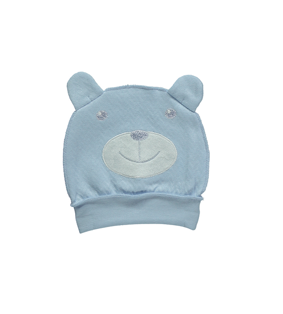 Bebetto Baby Hat Cute Bear Blue 2Pk (0-3mnths)