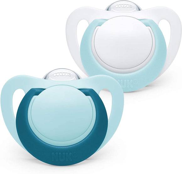 NUK Genius Silicone Soother 2-Pack Plain Blue 0-6m
