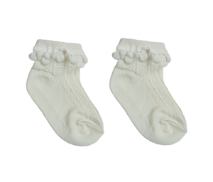 Yo Club Girls Socks With Pom Pom Cream